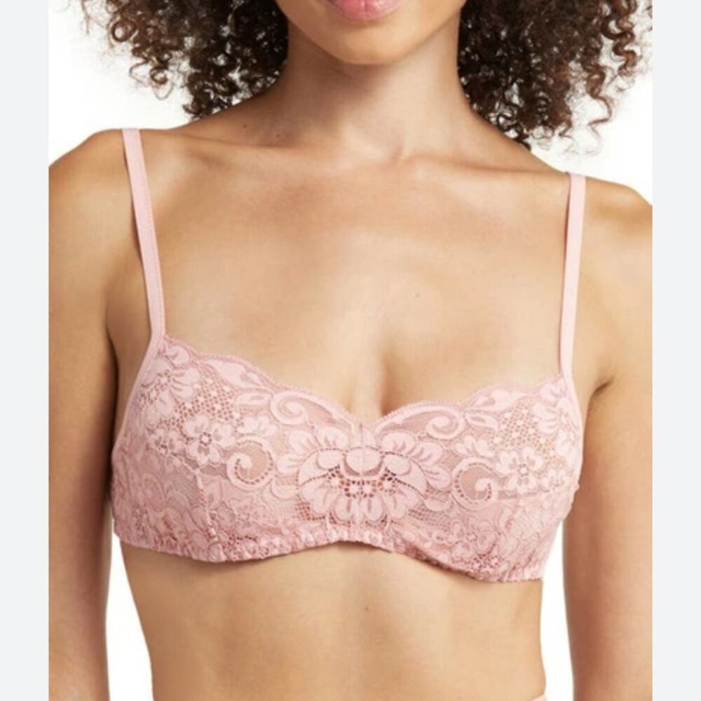 We Are Hah Hook Up Lace Underwire Demi Bra Dusty Rose Pink NWT Size D 30-38